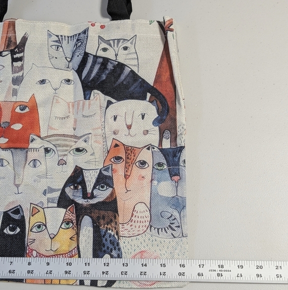 New cat print tote bag, reusable, shopping - Picture 2 of 5